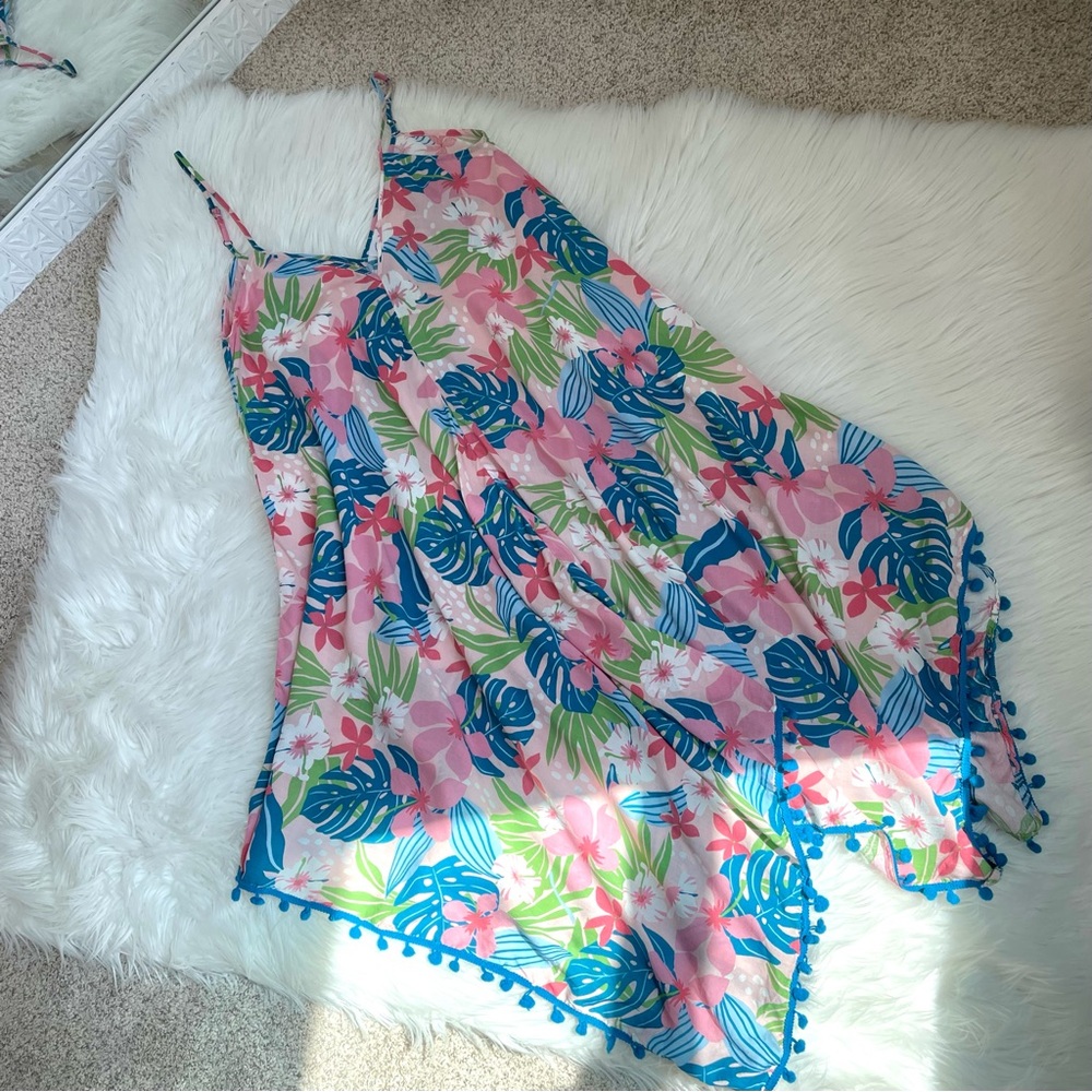 Women’s Pink Tropical Print Swim Cover-Up Dress - Picture 12 of 13